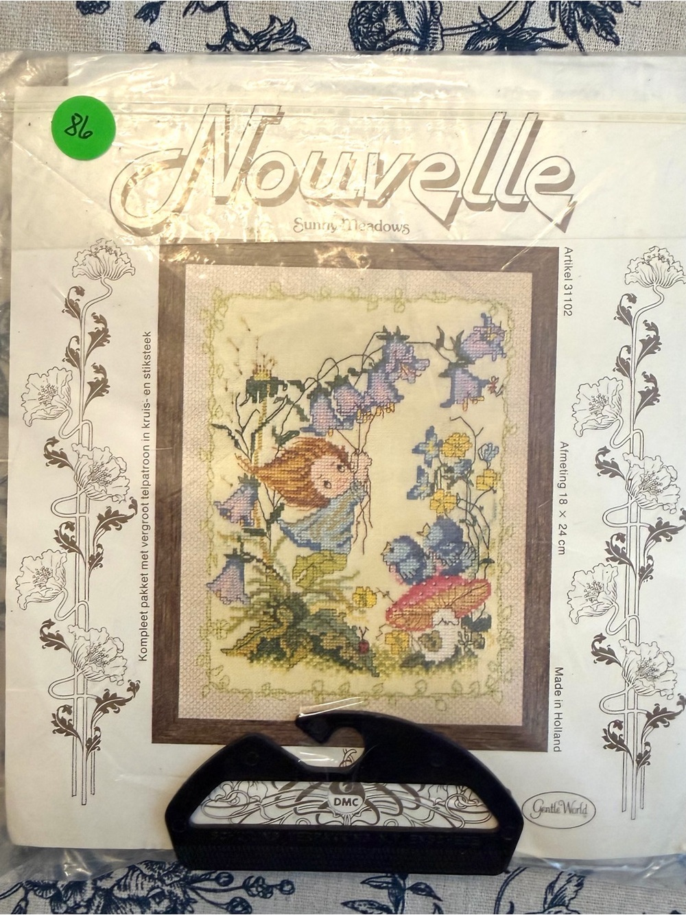 Nouvelle Sunny Meadows Cross Stitch Kit Fairy Floral DMC Vintage Made In Holland